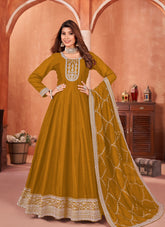 Graceful Looking Gown in Mustard Colour